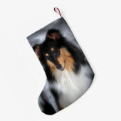 Tri Collie-Weihnachten Kleiner Weihnachtsstrumpf (Rückseite (Hängend))