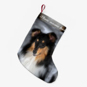 Tri Collie-Weihnachten Kleiner Weihnachtsstrumpf (Vorderansicht (hängend))