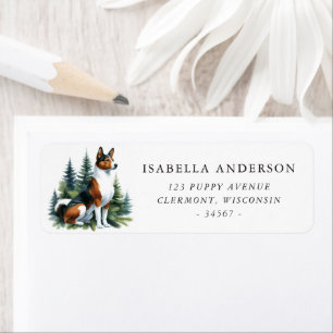 Tri Color Basenji Dog Winter Aquarell-Adresse