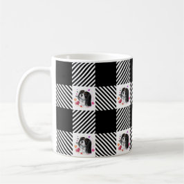Tri-Color Cavalier Black & White Buffalo Kariert Kaffeetasse