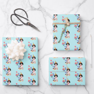 Tri Color Cavalier King Charles Spaniel Birthday Geschenkpapier Set
