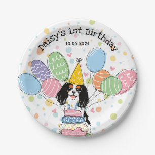 Tri Color Cavalier King Charles Spaniel Birthday Pappteller