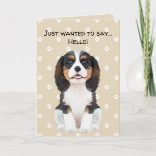 Tri-Color Cavalier King Charles Spaniel Hello Card Karte
