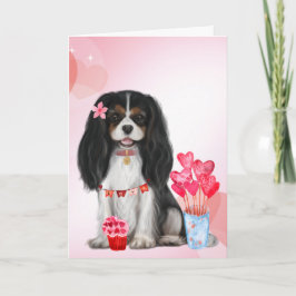 Tri Color Cavalier King Charles Spaniel Valentine Karte