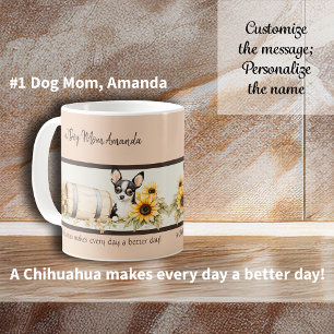 Tri-color Chihuahua Sonnenblume Aquarell Kaffeetasse