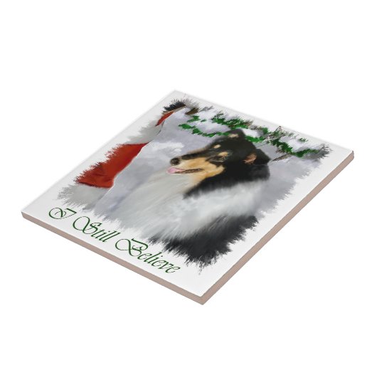 Tri Color Collie Christmas Fliese (Seite)