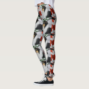 Tri Color Collie Christmas Leggings