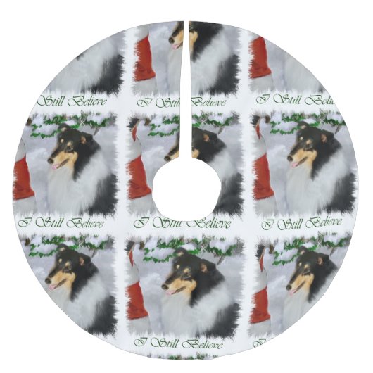 Tri Color Collie Christmas Polyester Weihnachtsbaumdecke (Vorderseite)