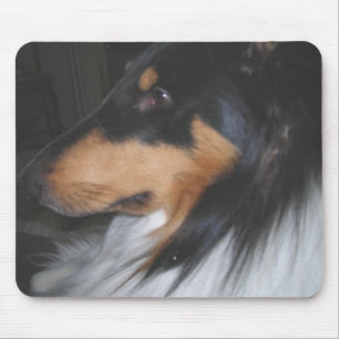 Tri-color Collie in tiefem Denken Mousepad