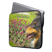 Tri Color Collie N Tuips Laptop Sleeve (Vorderseite Links)
