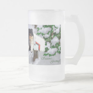 Tri-Color Collie Welpe Weihnachtsgeschenke Mattglas Bierglas