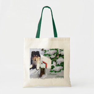 Tri-Color Collie Welpe Weihnachtsgeschenke Tragetasche