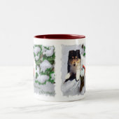 Tri-Color Collie Welpe Weihnachtsgeschenke Zweifarbige Tasse (Mittel)