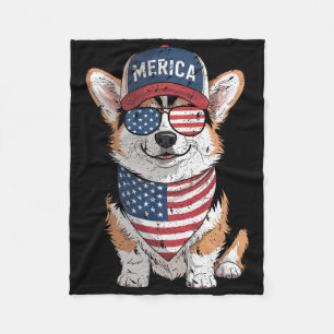 Tri Color Corgi 4. Juli US-amerikanischer Flaggen  Fleecedecke