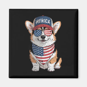 Tri Color Corgi 4. Juli US-amerikanischer Flaggen Magnet