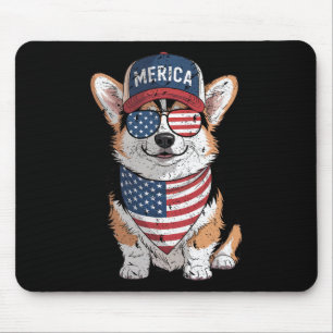 Tri Color Corgi 4. Juli US-amerikanischer Flaggen Mousepad