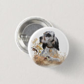 Tri Color English Setter Art, Holcock Jagen Button (Vorne & Hinten)