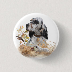 Tri Color English Setter Art, Holcock Jagen Button