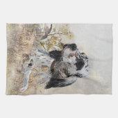 Tri Color English Setter Art, Holcock Jagen Geschirrtuch (Horizontal)