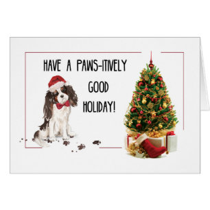 Tri-Color King Charles Spaniel Funny Christmas Dog