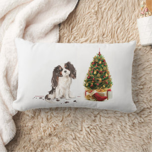 Tri-Color King Charles Spaniel Funny Christmas Dog Lendenkissen