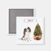 Tri-Color King Charles Spaniel Funny Christmas Dog Magnet (Vorderseite/Rückseite)