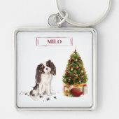 Tri-Color King Charles Spaniel Funny Christmas Dog Schlüsselanhänger (Vorne)