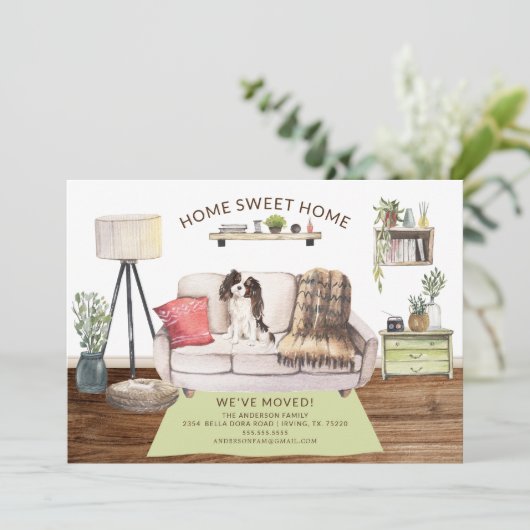 Tri color King Charles Spaniel Moving Ankündigung (Stehend Vorderseite)