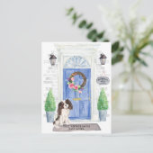 Tri Color King Charles Spaniel Moving Ankündigung Postkarte (Stehend Vorderseite)