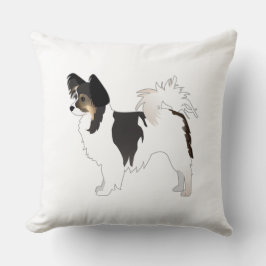 Tri-color Papillon Toy Hund Rasse Illustration Kissen