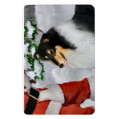 Tri Color Rough Collie mit Weihnachten Magnet (Vertikal)