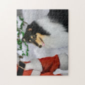 Tri Color Rough Collie mit Weihnachten Puzzle (Vertikal)