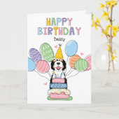 Tri Color Sheepadoodle Hund Happy Birthday Karte (Gelbe Blume)