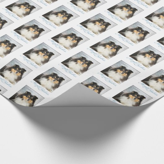 Tri-Color Sheltie Weihnachtswrapping Papier Geschenkpapier (Ecke)