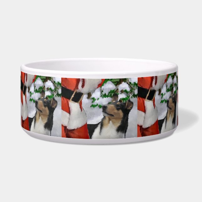 Tri Color Smooth Collie Christmas Dowling Bowl Napf (Vorderseite)