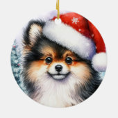 Tri Color Spitz Watercolor Weihnachten Keramik Ornament (Hinten)