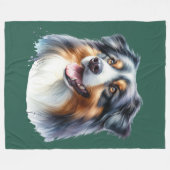 Tri-Colored Australian Shepherd Dog Fleecedecke (Vorderseite (Horizontal))