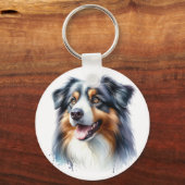 Tri-Colored Australian Shepherd Dog Schlüsselanhänger (Rückseite)