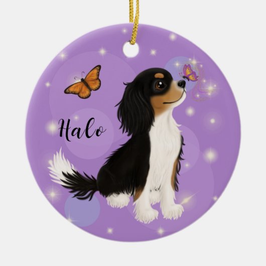 Tri Colored Cavalier King Charles Spaniel Keramik Ornament (Vorne)