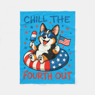 Tri Colored Corgi 4th July Chill Fouth Out Corgi Fleecedecke