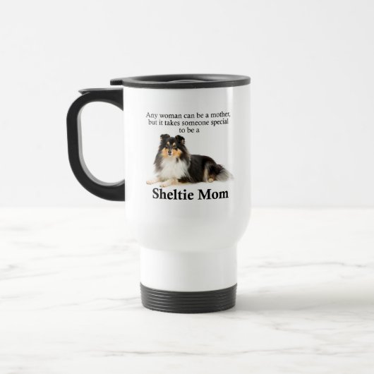 Tri-Colour Sheltie Mama Travel Mug Reisebecher (Links)