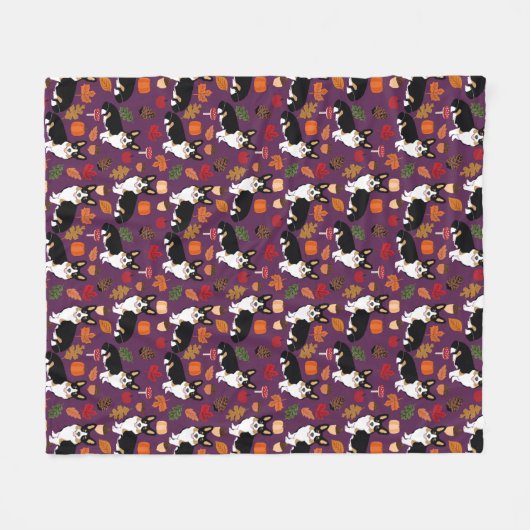 Tri Corgi Herbstdecke Fleecedecke (Vorderseite (Horizontal))