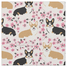 Tri Corgi Hunde Kirschblüten Rosa