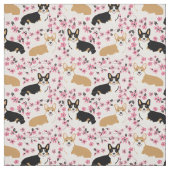 Tri Corgi Hunde Kirschblüten Rosa Stoff (Muster)