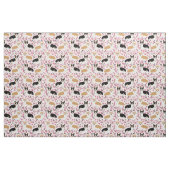 Tri Corgi Hunde Kirschblüten Rosa Stoff (Fat Quarter (45,7 x 55,9 cm))