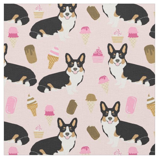 Tri Corgi, rosa Eis Stoff (Nahaufnahme)