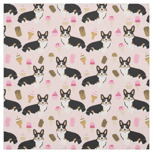 Tri Corgi, rosa Eis Stoff (Muster)