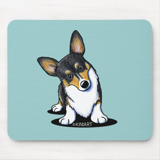 Tri Curious Corgi Mouse Pad Mousepad (Vorne)