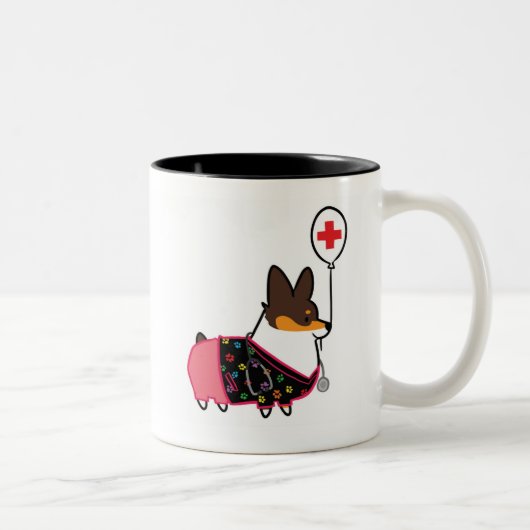 Tri Farbecorgi-Krankenschwester-Tasse | Zweifarbige Tasse (Rechts)