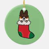 Tri Farbecorgi-Strumpf-Verzierung | CorgiThings Keramikornament (Hinten)